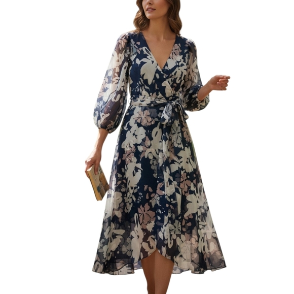 Dkny Dresses & Skirts - Like New DKNY Floral Sheer Layered Midi Dress Size 4